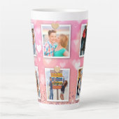 Roze Glitter Love Heart 6 Foto modern Latte Mok (Voorkant)
