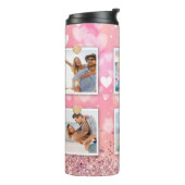Roze Glitter Love Heart 6 Foto modern Thermosbeker (Gedraaid links)