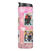 Roze Glitter Love Heart 6 Foto modern Thermosbeker (Geroteerd rechts)