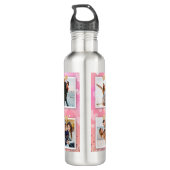 Roze Glitter Love Heart 6 Foto modern Waterfles (Achterkant)