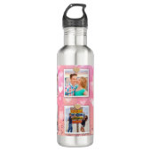 Roze Glitter Love Heart 6 Foto modern Waterfles (Voorkant)