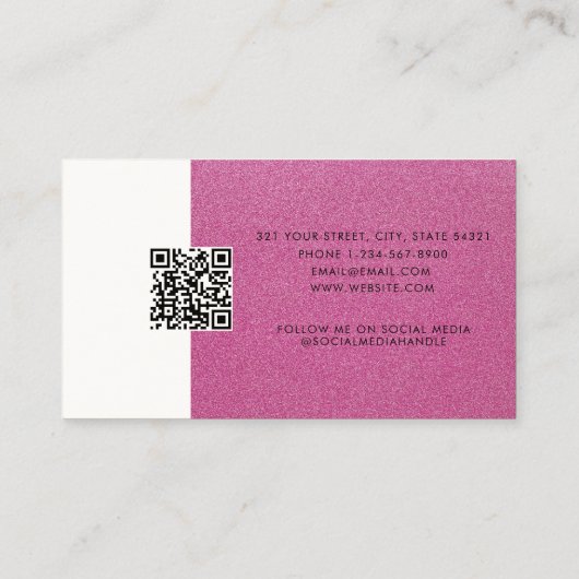 Roze Glitter Loyalty Kaart Klant Punch Kaart Visitekaartje (Achterkant)