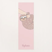 Roze Glitter Luiaard Met Naam Yogamat (Voorkant)