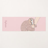 Roze Glitter Luiaard Met Naam Yogamat (Voorkant (horizontaal))