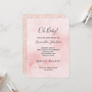 Roze Glitter Luipaard Baby Shower Kaart