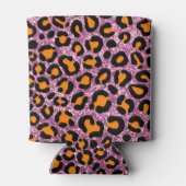 Roze Glitter Luipaard Meisjesachtig Jaguari Chic V Blikjeskoeler (Achterkant)