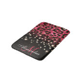 Roze Glitter Luipaard Print en Diamanten Badmat (Gekanteld)