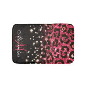 Roze Glitter Luipaard Print en Diamanten Badmat (Voorkant)