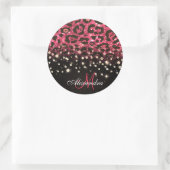 Roze Glitter Luipaard Print en Diamanten Ronde Sticker (Tas)
