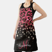 Roze Glitter Luipaard Print en Diamanten Schort (Insitu)