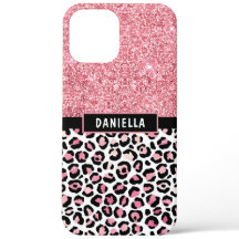Roze Glitter Luipaardprint Glans Persoonlijk