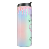 Roze glitter maakt een aftredingsvergoeding voor h thermosbeker (Gedraaid links)