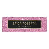 Roze Glitter Make-up Artiest Haarsalon Modern Naambadge (Voorkant)