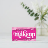 Roze Glitter Make-up Artiesten Studio Visitekaartje (Staand voorkant)