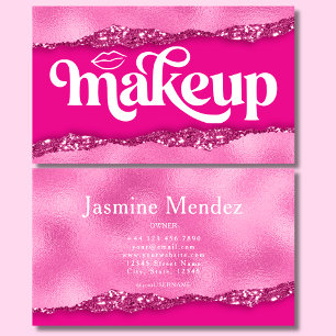 Roze Glitter Make-up Artiesten Studio Visitekaartje