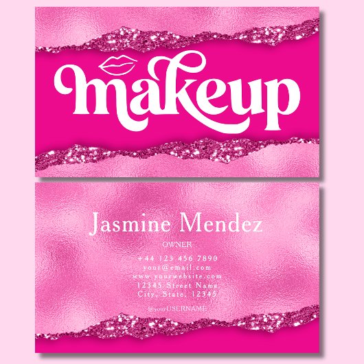 Roze Glitter Make-up Artiesten Studio Visitekaartje