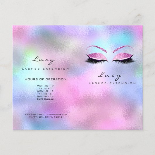 Roze Glitter Makeup Eye Lash Prijs Blauw Flyer (Voorkant)
