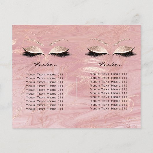 Roze Glitter Makeup Eye Lash Printerbrochure Marme Flyer (Achterkant)