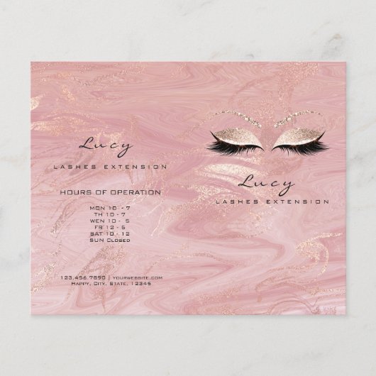Roze Glitter Makeup Eye Lash Printerbrochure Marme Flyer (Voorkant)