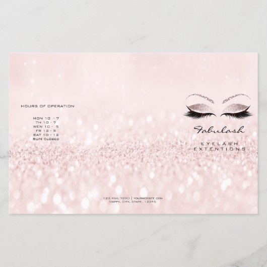 Roze Glitter Makeup Eyes Lashes DL 3 bijsluiter Flyer (Voorkant)