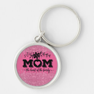 Roze Glitter Mam Citaat Sleutelhanger
