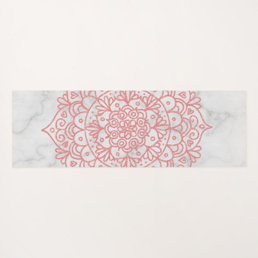 Roze Glitter Mandala op Marble Yoga Mat (Achterkant (horizontaal))