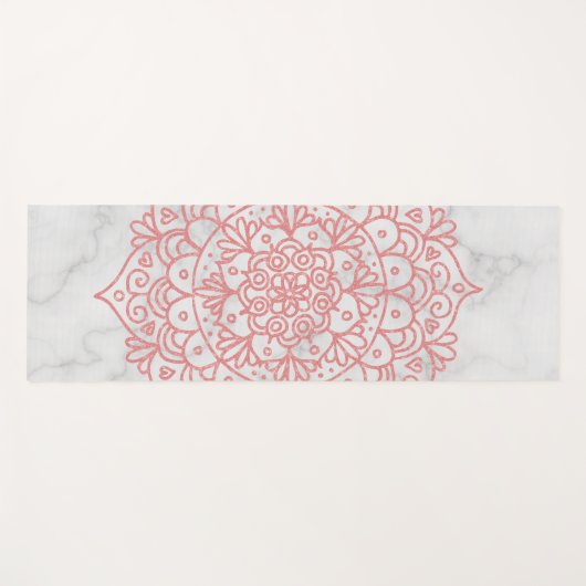 Roze Glitter Mandala op Marble Yoga Mat (Voorkant (horizontaal))