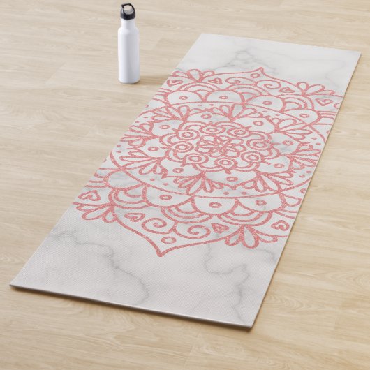 Roze Glitter Mandala op Marble Yoga Mat (In situ)
