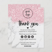 Roze Glitter Marble Business Hartelijk dank voor u (Voorkant / Achterkant)