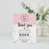 Roze Glitter Marble Business Hartelijk dank voor u (Staand voorkant)