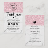 Roze Glitter Marble Business Hartelijk dank voor u Visitekaartje (Voorkant / Achterkant)