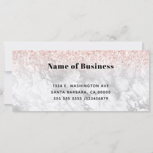 Roze Glitter Marble Logo Business Cadeaubon (Achterkant)