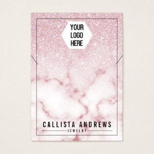 Roze Glitter Marble Ombre Logo Display Visitekaartje