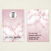 Roze Glitter Marble Ombre Logo Display Visitekaartje (Voorkant /achterkant)