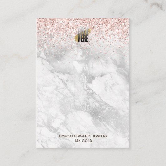 Roze glitter Marble Your Logo Hair Clip Display Visitekaartje (Voorkant)