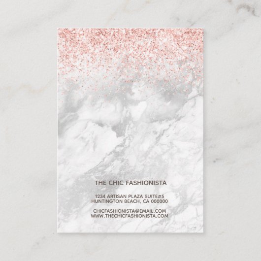 Roze glitter Marble Your Logo Hair Clip Display Visitekaartje (Achterkant)