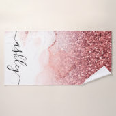 Roze Glitter Marmer Badhanddoek (Badhanddoek)