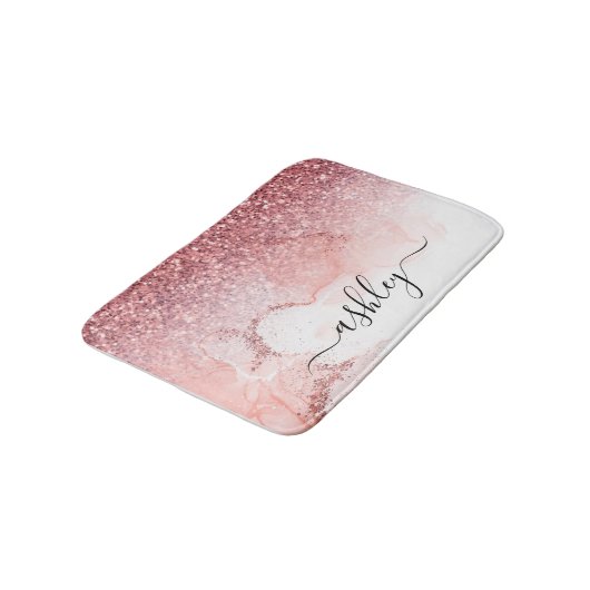 Roze Glitter Marmer Badmat (Gekanteld)