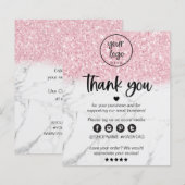 Roze Glitter Marmer Bedankt Voor Uw Bestelling (Voorkant / Achterkant)
