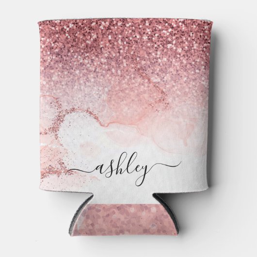 Roze Glitter Marmer Blikjeskoeler (Voorkant)