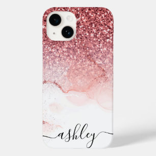 Roze Glitter Marmer Case-Mate iPhone 14 Hoesje