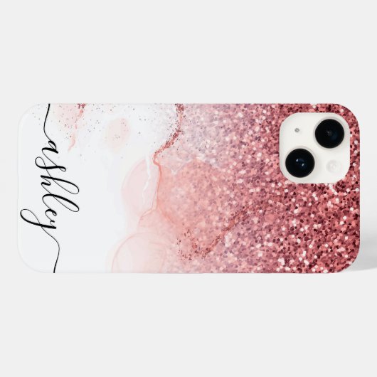 Roze Glitter Marmer Case-Mate iPhone Case (Achterkant (horizontaal))
