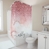 Roze Glitter Marmer Douchegordijn (In situ)
