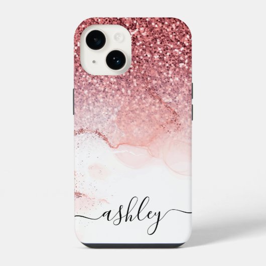 Roze Glitter Marmer iPhone Hoesje (Achterkant)