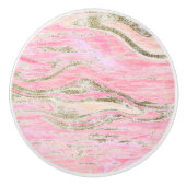 Roze Glitter Marmeren Patroon Design Stijlvol Keramische Knop (Voorkant)