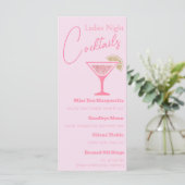 Roze Glitter Martini Dames Nacht Cocktail Party Menu (Staand voorkant)