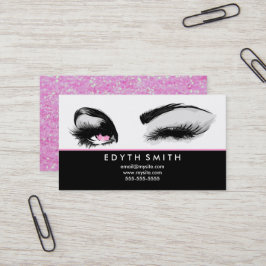 Roze Glitter Mascara of Eyelashes Visitekaartje
