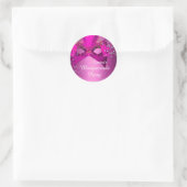 Roze Glitter Maskerade Feest Sticker (Tas)