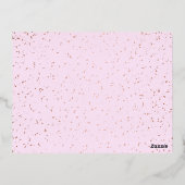 roze glitter meisje folie uitnodiging briefkaart (Achterkant)