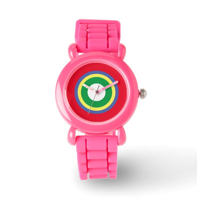Roze Glitter Meisje Horloge (Voorkant)